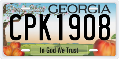 GA license plate CPK1908