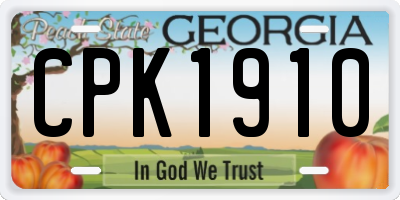 GA license plate CPK1910