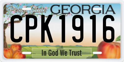 GA license plate CPK1916