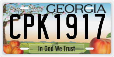 GA license plate CPK1917