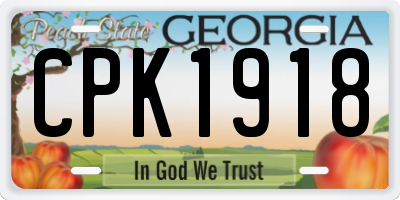 GA license plate CPK1918