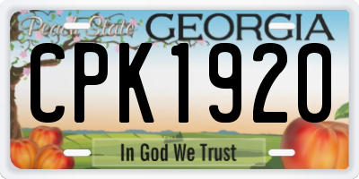 GA license plate CPK1920