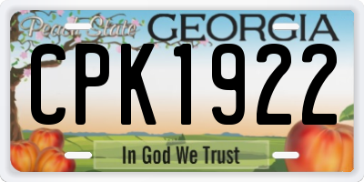 GA license plate CPK1922