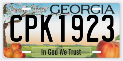 GA license plate CPK1923