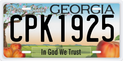 GA license plate CPK1925