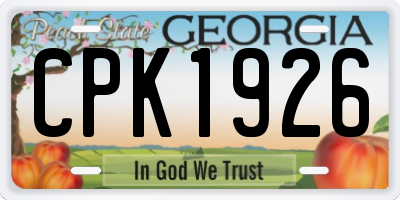 GA license plate CPK1926