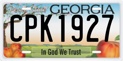 GA license plate CPK1927