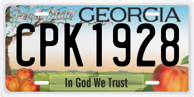 GA license plate CPK1928