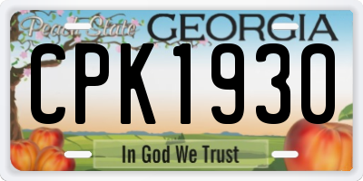 GA license plate CPK1930