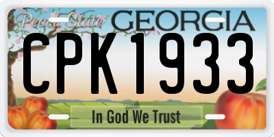 GA license plate CPK1933