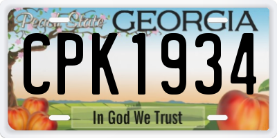 GA license plate CPK1934