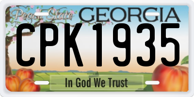 GA license plate CPK1935