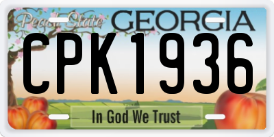 GA license plate CPK1936