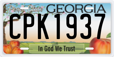 GA license plate CPK1937