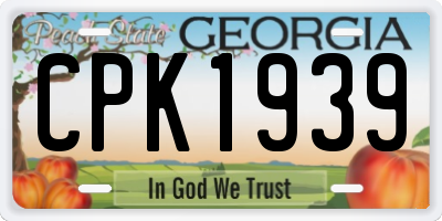 GA license plate CPK1939