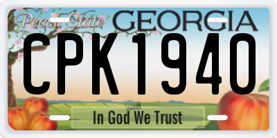 GA license plate CPK1940