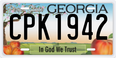 GA license plate CPK1942