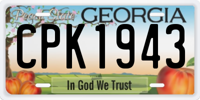 GA license plate CPK1943