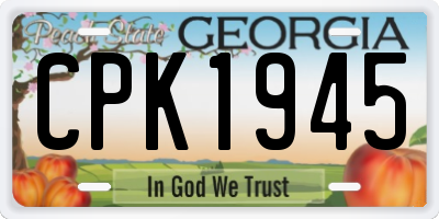 GA license plate CPK1945