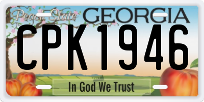 GA license plate CPK1946