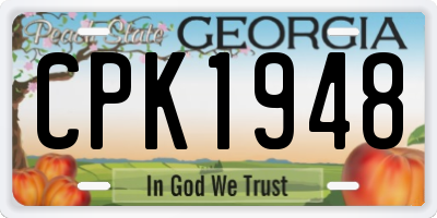 GA license plate CPK1948