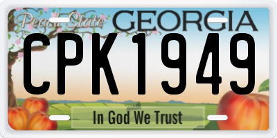 GA license plate CPK1949