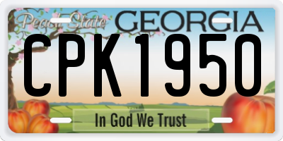 GA license plate CPK1950