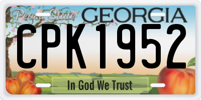GA license plate CPK1952