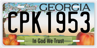 GA license plate CPK1953