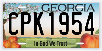 GA license plate CPK1954