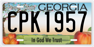 GA license plate CPK1957