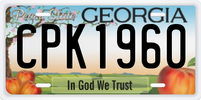 GA license plate CPK1960