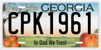 GA license plate CPK1961