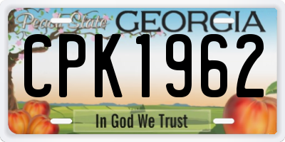 GA license plate CPK1962