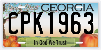 GA license plate CPK1963
