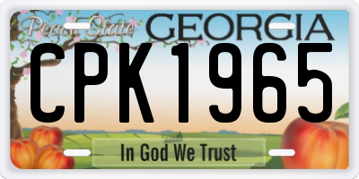 GA license plate CPK1965