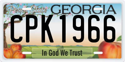GA license plate CPK1966