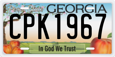 GA license plate CPK1967