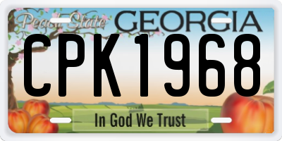 GA license plate CPK1968