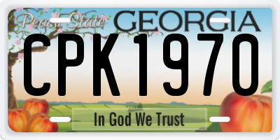 GA license plate CPK1970