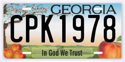 GA license plate CPK1978