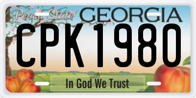 GA license plate CPK1980