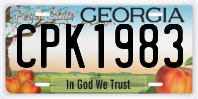 GA license plate CPK1983