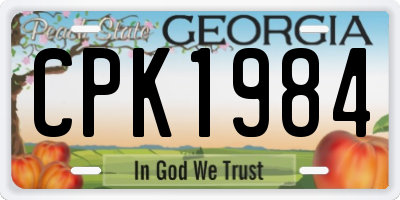 GA license plate CPK1984