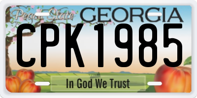 GA license plate CPK1985