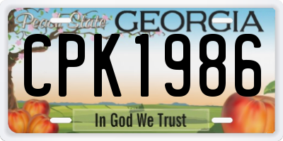 GA license plate CPK1986