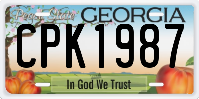 GA license plate CPK1987
