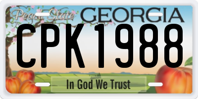GA license plate CPK1988