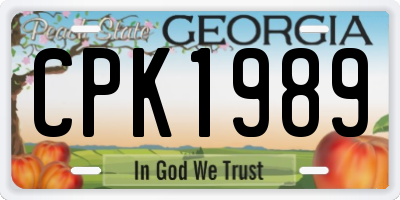 GA license plate CPK1989