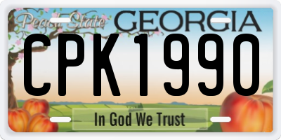 GA license plate CPK1990
